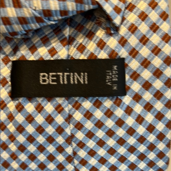 Bettini - silk Classic Checkered Tie in Brown and White - Picture 2 of 4